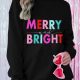 Black Colorful MERRY and BRIGHT Graphic Sweatshirt