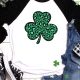 Black Leopard Spotted Clover St Patrick Graphic Long Sleeve Tee