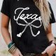 Black Texas Rope Bow Knot Print Crew Neck T Shirt