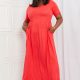 Celeste Sweetheart Full Size Short Sleeve Maxi Dress in Orange