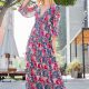 ee:some Floral Frill Trill Deep V Maxi Dress