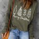 Green Merry Christmas Trees Thumbhole Sleeve T-Shirts