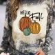 Multicolor Hello Fall Pumpkin Graphic Tie Dye Long Sleeve Top